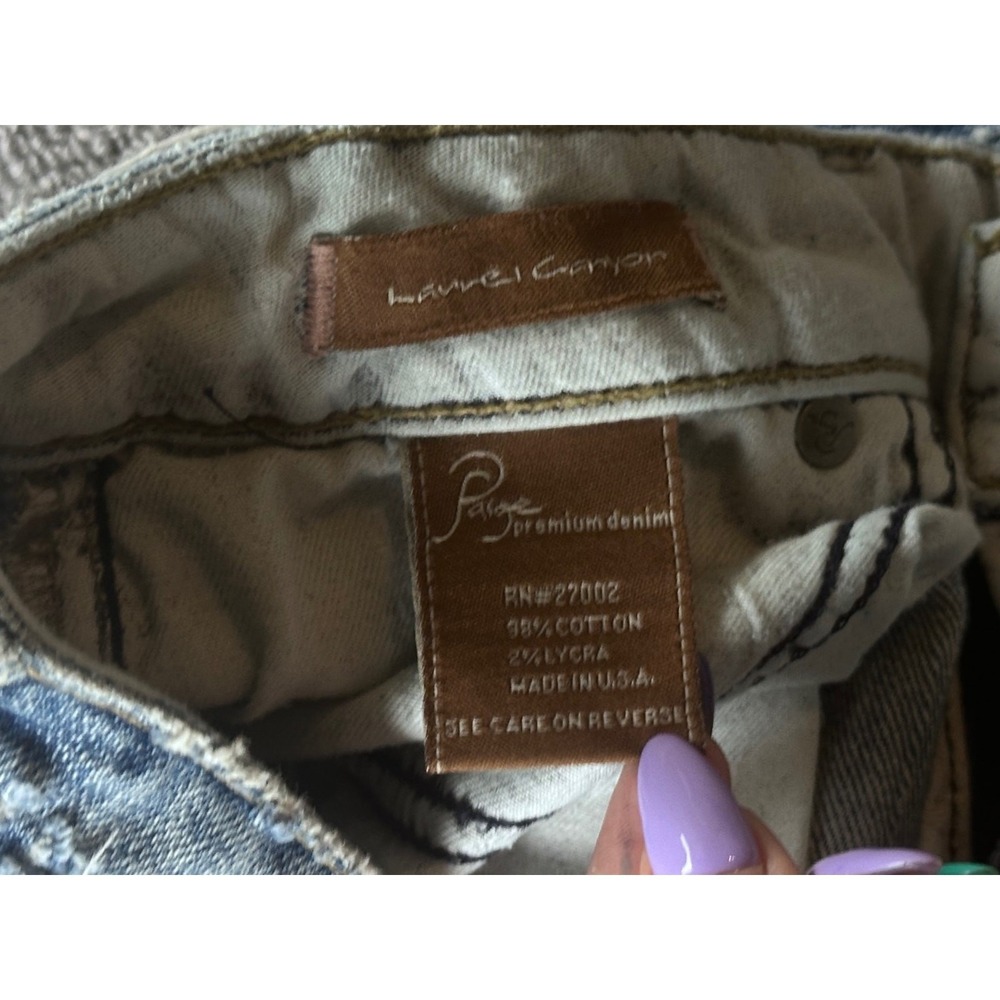 Paige Jeans Women 27 Blue Laurel Canyon Bootcut Low Rise Stretch USA Made Hippie - Picture 4 of 8